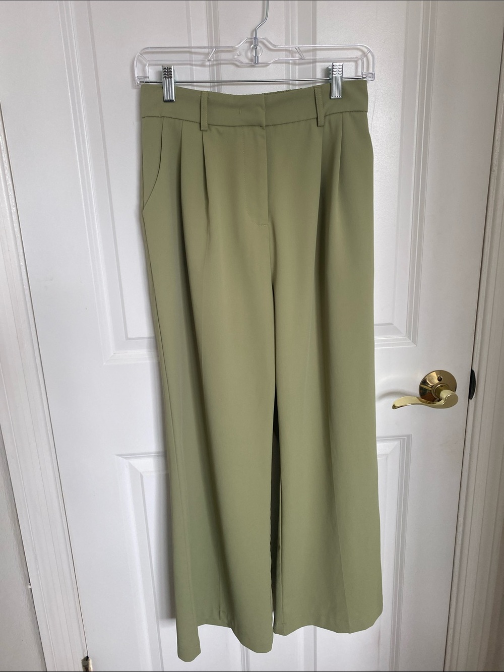 Women's High-Waist Wide-Leg Olive Green Dress Pants EUC Size M